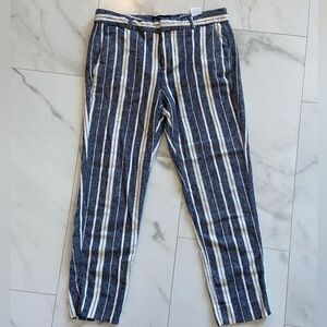 Banana Republic Avery linen striped pants blue & white elevated basic size 4
